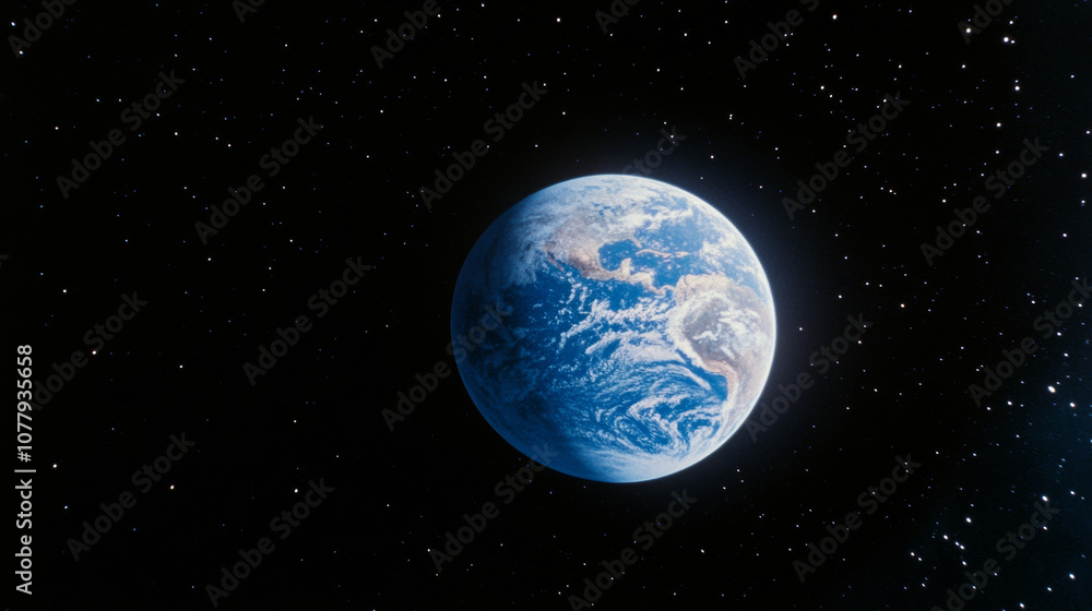 Canvas Prints 3d planet earth in space universe with shiny star dark blue technology science background with copy 