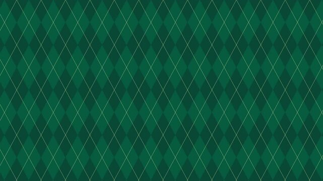 Argyle pattern diagonal with Gold Accent Lines scroll loop background, Christmas Background