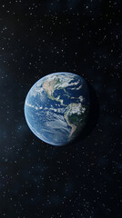 Obraz premium 3D planet earth in space universe with shiny star dark blue technology science background with copy space. astronomy starry sky shimmering glow wallpaper