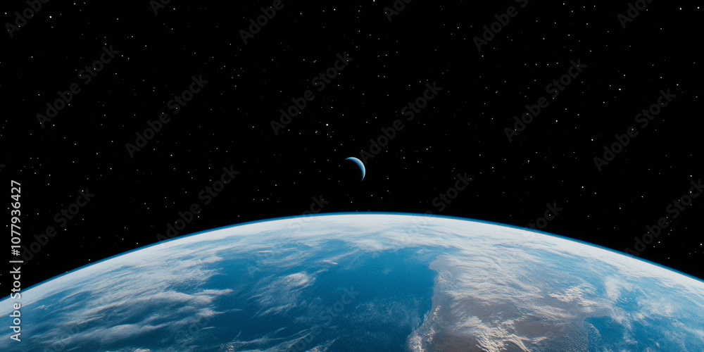 Canvas Prints 3d planet earth in space universe with shiny star dark blue technology science background with copy 
