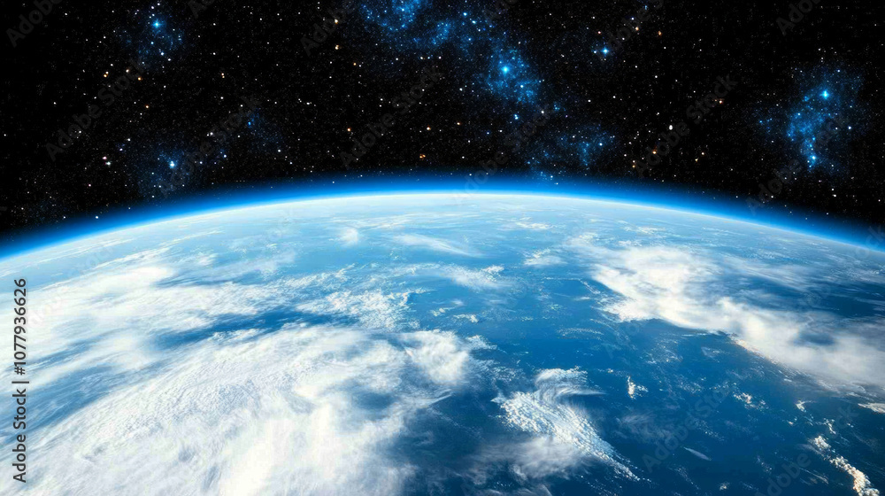 Canvas Prints 3d planet earth in space universe with shiny star dark blue technology science background with copy 