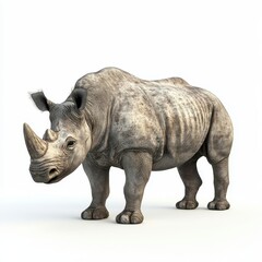 Obraz premium Realistic Rhinoceros Illustration on White Background