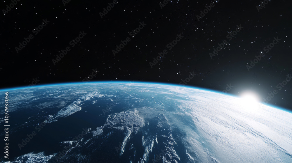 Canvas Prints 3d planet earth in space universe with shiny star dark blue technology science background with copy 