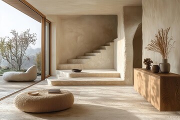 Contemporary Zen Interior Design - Minimal Japanese-Inspired Living Space with Natural Light and Organic Elements