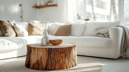 Cozy Living Room with Wooden Coffee Table