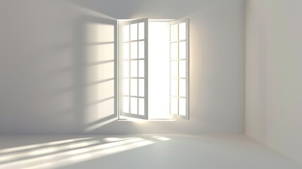 Obraz premium Realistic Window Light and Shadow - a striking and atmospheric visual. The interplay of light and shadow creates a dynamic and inviting ambiance, enhancing the realism of the scene.