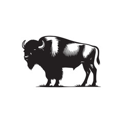 Buffalo Flat Icon, buffalo silhouette black vector art illustration, illustration logo of minimalist outline of a buffalo