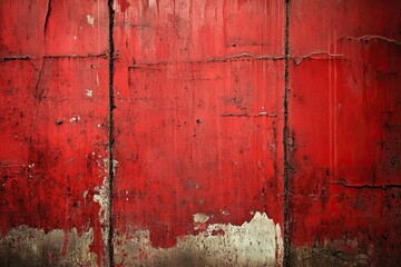 Red, grunge-painted metal wall texture background 