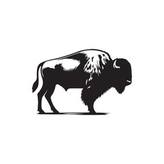 Buffalo Flat Icon, buffalo silhouette black vector art illustration, illustration logo of minimalist outline of a buffalo