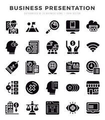 Business Presentation Icon Pack 25 Vector Symbols for Web Design.