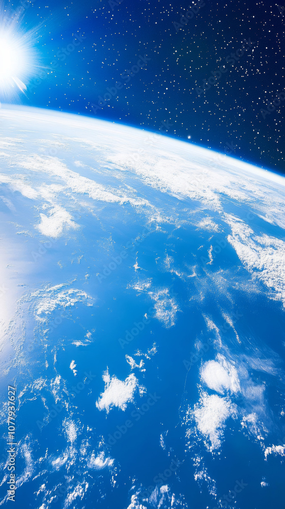 Wall mural 3d planet earth in space universe with shiny star dark blue technology science background with copy 