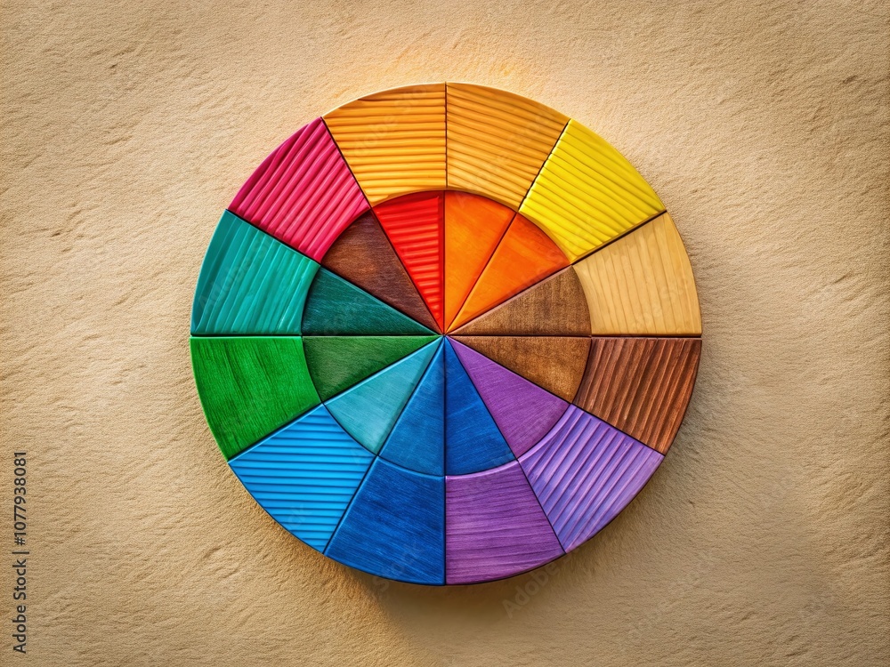 Poster circle divided into five equal sections with lines representing balance and harmony in design for mo