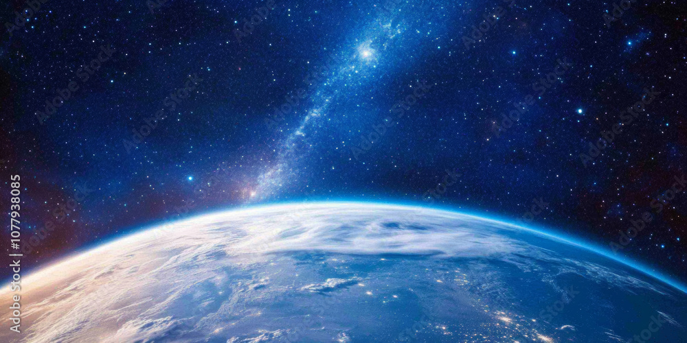 Canvas Prints 3d planet earth in space universe with shiny star dark blue technology science background with copy 