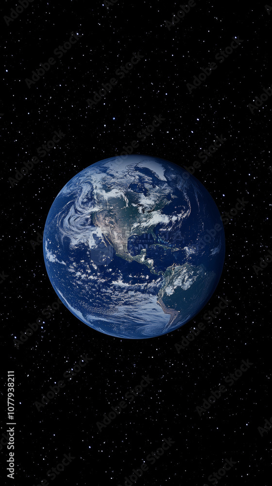 Canvas Prints 3d planet earth in space universe with shiny star dark blue technology science background with copy 