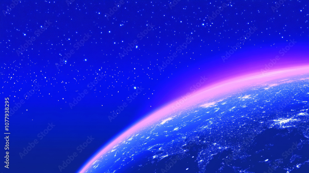 Canvas Prints 3d planet earth in space universe with shiny star purple blue technology science background with cop