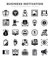 Set of Business Motivation Icons Lineal Filled icons collection.