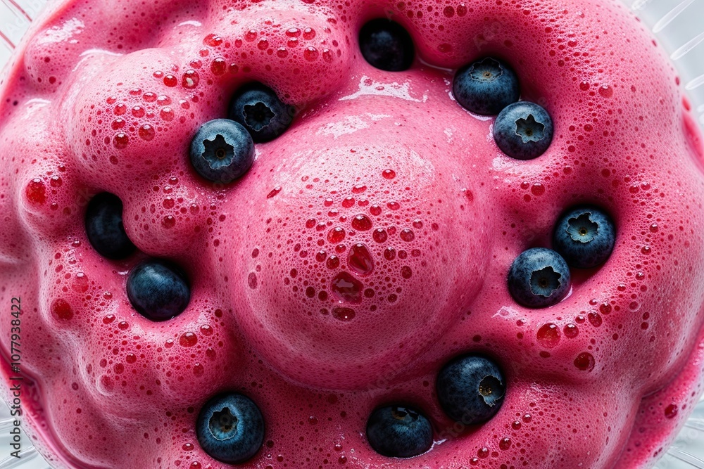 Poster berry foam explosion three dimensional smoothie texture on clear background