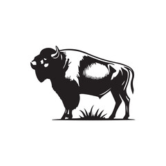 Buffalo Flat Icon, buffalo silhouette black vector art illustration, illustration logo of minimalist outline of a buffalo