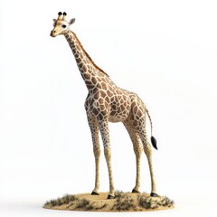 Naklejka premium Tall Giraffe Standing on Grassland