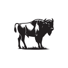 Buffalo Flat Icon, buffalo silhouette black vector art illustration, illustration logo of minimalist outline of a buffalo