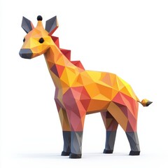 Obraz premium Colorful Polygonal Giraffe Model in 3D Design