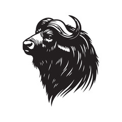 Obraz premium Buffalo Flat Icon, buffalo silhouette black vector art illustration, illustration logo of minimalist outline of a buffalo