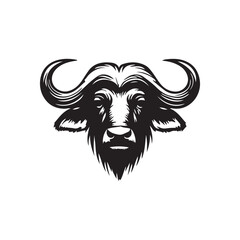 Obraz premium Buffalo Flat Icon, buffalo silhouette black vector art illustration, illustration logo of minimalist outline of a buffalo