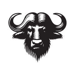 Buffalo Flat Icon, buffalo silhouette black vector art illustration, illustration logo of minimalist outline of a buffalo