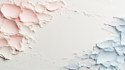 Textured white wall with peeling paint, a closeup of aged decay and distressed beauty