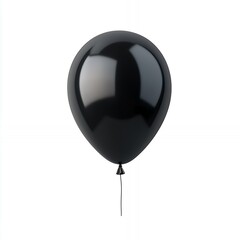 A single black balloon, inflated and tied, isolated on a white background.