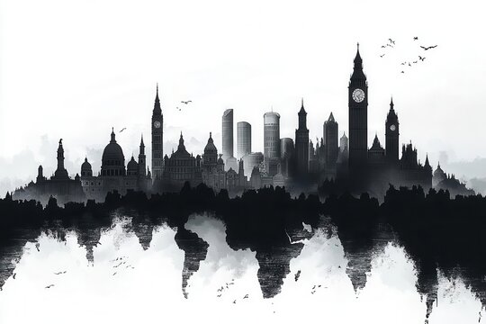 silhouette illustration of famous world landmarks creatively presented for world tourism day showcasing global heritage and cultural significance in a striking visual format