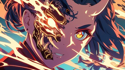 Naklejka premium Fiery Demon Girl Illustration