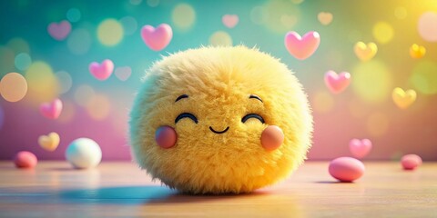 Fototapeta premium Cozy and Heartwarming Cuddle Emoji Representation with Soft Colors and Copy Space for Text, Perfect for Emotional and Affectionate Themes in Digital Design and Marketing