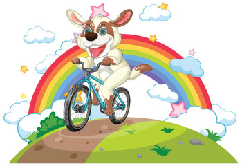 Fototapeta premium Joyful Dog Riding a Bicycle