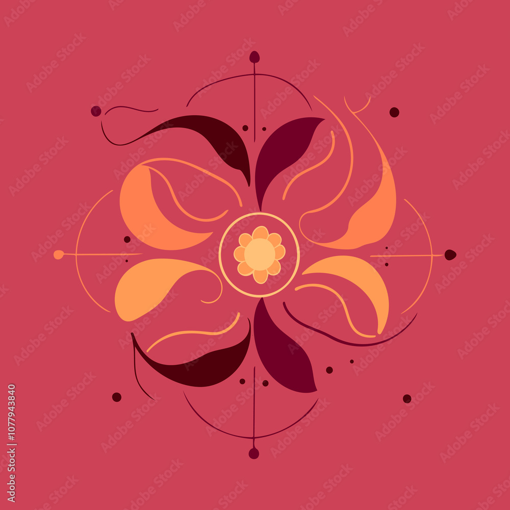 Poster a simple yet elegant abstract floral design with a minimalist approach, featuring a central flower s