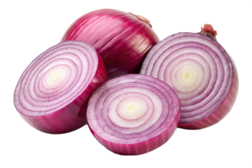 Onion slices on  isolated Background 