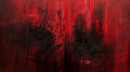 Abstract Red and Black Painting: Bold Strokes and Expressive Art
