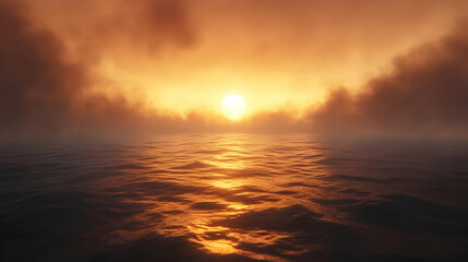 Obraz premium Sea Sunset Clouds Illustration