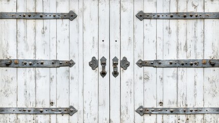 Rustic White Wooden Door with Metal Accents