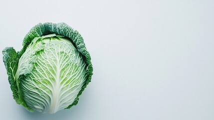 Obraz premium 78.A perfectly isolated Chinese cabbage against a stark white background, ideal for commercial design use. The cabbage is positioned upright, its tightly packed leaves creating a beautiful contrast