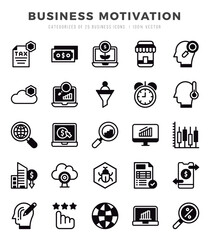 Business Motivation Lineal Filled icons collection. 25 icon set. Vector illustration.