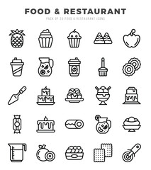 Food and Restaurant web icons in Lineal style.