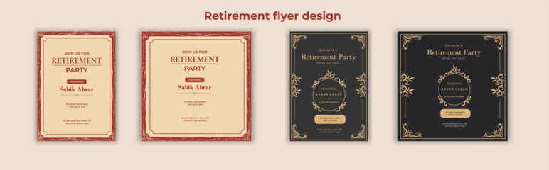 Retirement Party Invitation Layout, square banner, and a4 poster