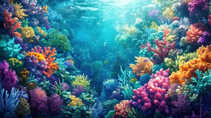 Naklejka premium Vibrant Underwater Coral Reef