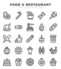 Food and Restaurant Lineal icons. Vector Lineal illustration.