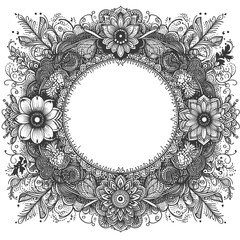 Delicate lace-style frame with intricate floral motifs and fine line detailing. vector 