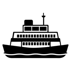 silhouette of a ferry