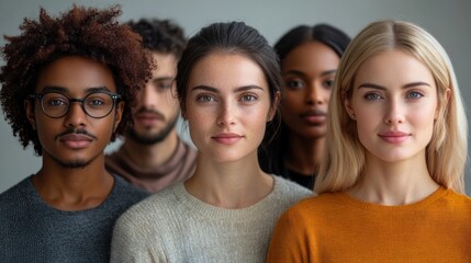 Obraz premium Group portrait of diverse individuals showcasing unity and connection.