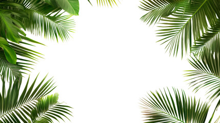Tropical green palm leaf isolated transparent background