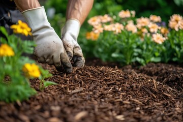 Fototapeta premium sprinkled sawdust along the path to remove moisture